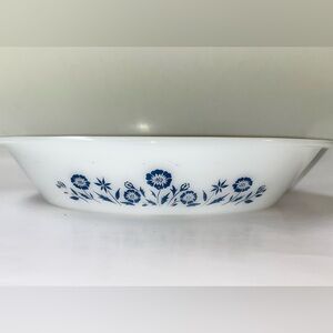 VTG Glasbake Blue Flower Floral Pattern‎ White Divided Casserole Dish #J2352 EUC